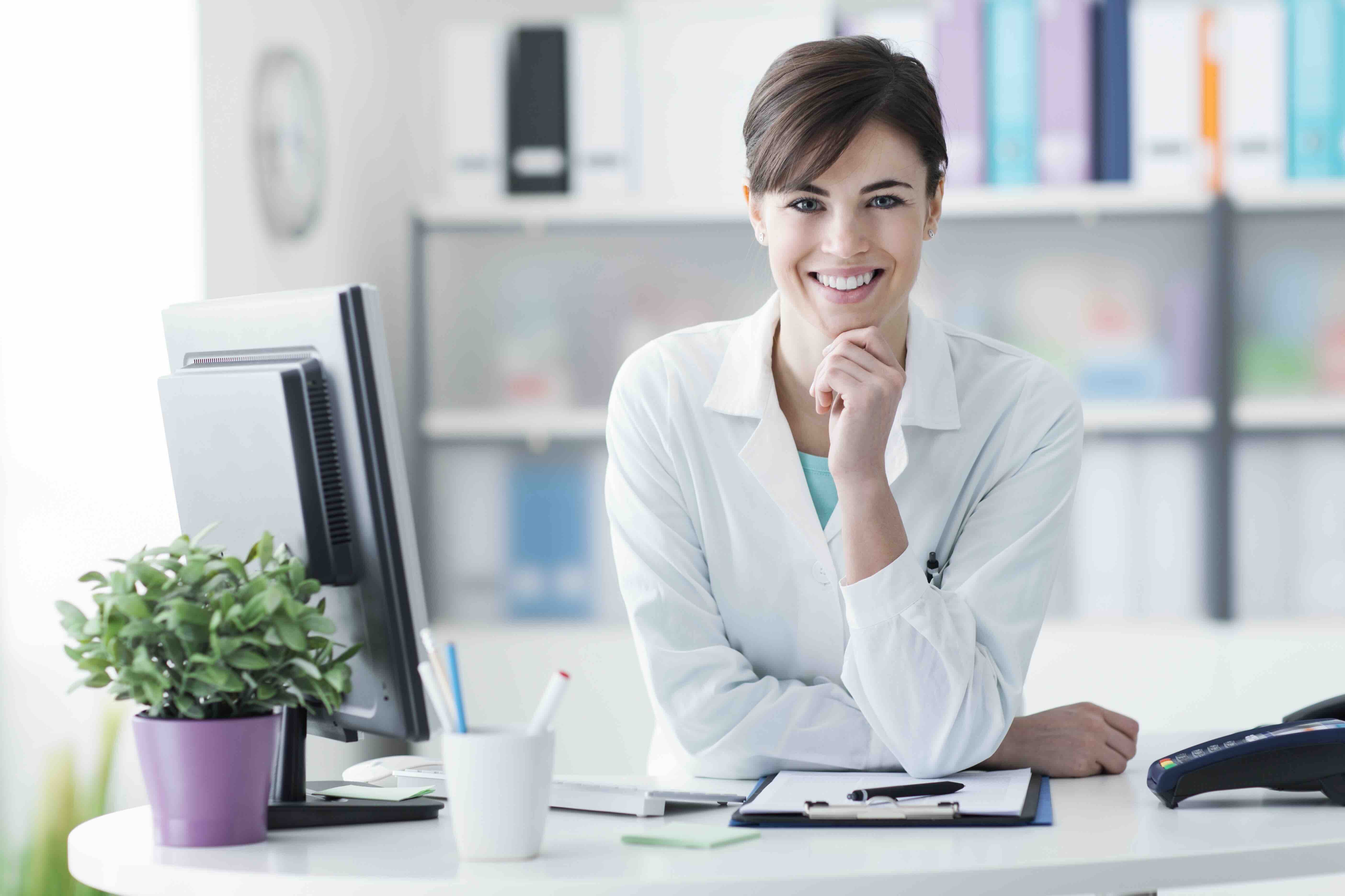 Medical professional at desk